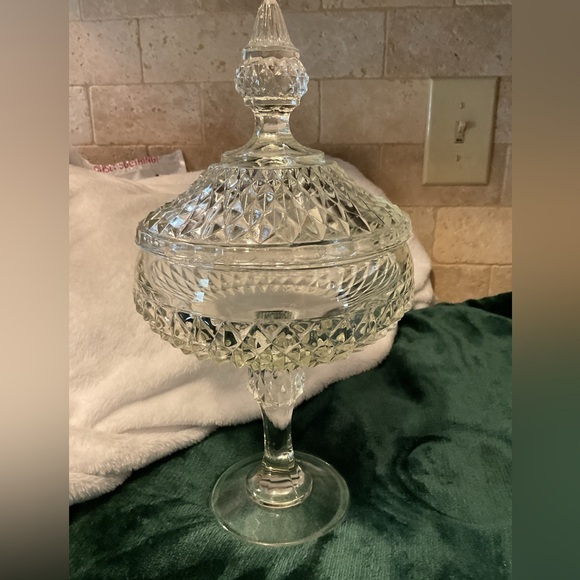 Indiana Glass, Indiana Diamond Point Vintage Compote or Candy Dish - Picture 1 of 4